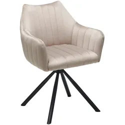 Mid.you Armlehnstuhl , Schwarz, Beige , Metall, Textil , Rundrohr , 60x83x59 cm , inklusive Armlehnen , Esszimmer, Esszimmerserien