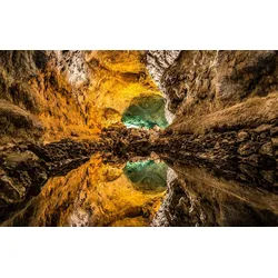 Papermoon Fototapete VLIES-Tapete Premium "Höhle mit Wasser", Kleister KOSTENLOS, reduziert, 3D-Effekt, restlos trocken abziehbar, (3497), Wandtapete Bild Dekoration Wand-Dekor Motiv Tapete Poster 5 m x 2.8 m
