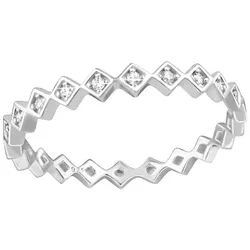Order & Smile Schmuck Silberring Zirkonia Ring 925 Silber „Raute, geometrisch“ silberfarben 54