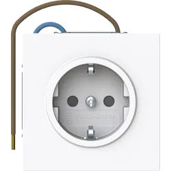Busch-Jaeger 20 EUCBLI-44G Schutzkontakt-Steckdose Safety+ mit Nachtorientierungslicht/Steplight, mit erhöhtem Berührungsschutz, mit Befestigungskrallen, studioweiß glänzend, Busch-art linear