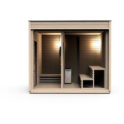 JVmoebel Sauna Sauna Holz Trockensauna Garten Holzsauna Outdoor Saunas Gartensauna, BxTxH: 354 x 245 x 318 cm, 145,00 mm, (1-St., 1x Sauna) Made in Europa beige