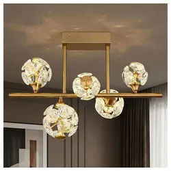 GLOBO LIGHTING LED Deckenleuchte, LED-Leuchtmittel fest verbaut, Warmweiß, Deckenleuchte Deckenlampe Wohnzimmerleuchte Glas Kristall LED gold L