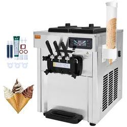VEVOR Eismaschine, italienische Eismaschine, 3 Geschmacksrichtungen, 18–28 l/h