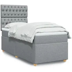 vidaXL Boxspringbett, Boxspringbett mit Matratze Hellgrau 100x200 cm Stoff