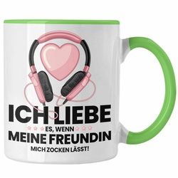 Trendation Tasse Trendation - Gamer Geschenk Freundin Gamer Zocken Zocker Headset Grafik Tasse Geschenkidee Tassen Lustig Gaming grün