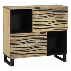 vidaXL Sideboard 80 x 33 x 75 cm Sideboard 80x33,5x75 cm aus solidem Mangoholz beige