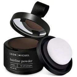Leon Miguel Haaransatz-Farbpuder Hairline Powder - Haar Concealer zum Ansatz kaschieren - 4g, Ohne Rückstände braun