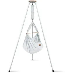 Schmusewolke Federwiege , Weiß, Hellgrau , Metall, Kunststoff, Textil , Höhe ca. 4 cm , 135x194x135 cm , wendbar,Feder mit Sicherheitsseil , Babymöbel & Kindermöbel, Babyzimmer, Babybetten, Stubenwagen & Babywiegen