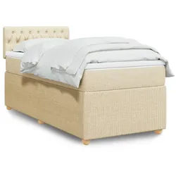 vidaXL Boxspringbett, Boxspringbett mit Matratze Creme 100x200 cm Stoff
