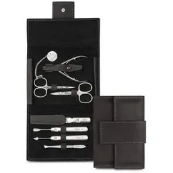 nippes Solingen Maniküre-Etui Maniküre-Set Tabard, 7-teilig inkl. Hautzange, Rostfreier Edelstahl, 7 tlg., echtes Leder schwarz