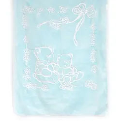 Babydecke x Kuscheldecke 140 x 110 cm aus 100% Polyester Hellblau, LuckyBaby blau