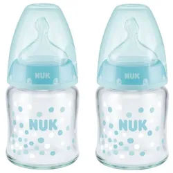 NUK Babyflasche NUK First Choice Glas-Babyflasche 120ml 0+ mit 1S Sauger grün