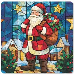 MuchoWow Mauspad Weihnachtsmann - Glas - Farbenfroh (1-St), Mauspad groß, Zubehör für Gaming Zimmer, Desk Mat, 80x80 cm 80 cm x 80 cm