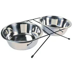 TRIXIE Napf-Set Eat on Feet Stainless Steel Bowl Set 2800 ml | Ø 24 cm