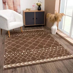Teppich CARPET CITY "April 2312", braun, B:140cm H:10mm L:200cm, Polyester, Teppiche, Läufer, weich durch Microfaser, Boho Ethno Look, Wohnzimmer
