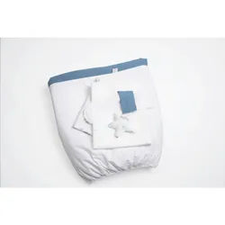 Mionido Stubenwagenset , Weiß, Pastellblau , Kunststoff, Textil , 5-teilig , 130x180 cm , Schlafen, Babytextil-Kollektionen