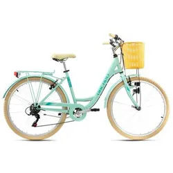 Da Capo Citybike , Gelb, Mintgrün , Metall , 180x70 cm , female , Freizeit & Co, Sport & Fitness, Fahrräder, Citybikes