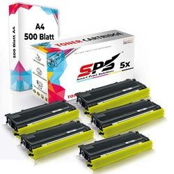 Druckerpapier A4 + 5x Kompatibel für Brother Fax 2920 Series (TN-2000) Toner-Kit Schwarz XL 5000 Seiten