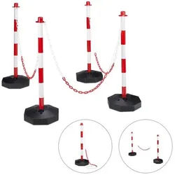 relaxdays Absperrpfosten Kunststoff mit Kette 4er-Set