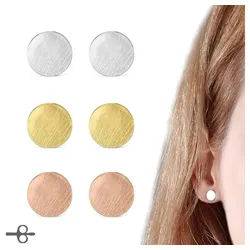 Order & Smile Schmuck Paar Ohrstecker Kreis Punkt Ohrstecker rund flach: Ohrringe gebürstet