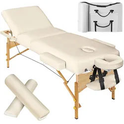 tectake Massageliege-Set 3 Zonen Somwang, 218 x 102 x 90 cm, beige , Beige , Textil , 108x90x218 cm , Freizeit & Co, Wellness & Gesundheit, Gesundheit