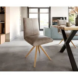 Esszimmerstuhl Lelio-Flex Mikrofaser Taupe Vintage Holzgestell kantig Natur Taschenfederkern