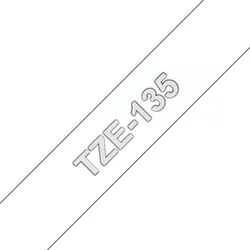 Brother Schriftband TZe-135 (lam) Weiß auf Farblos 12mm x Tintenpatrone weiß