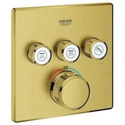 Thermostat Grohtherm SmartControl 29126, mit 3 Absperrventilen und integriertem Brausehalter, Fertigmontageset für Rapido SmartBox, Wandrosette eckig