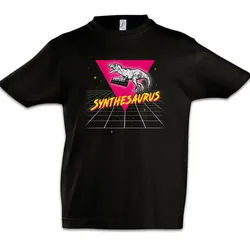 Urban Backwoods Print-Shirt Synthesaurus I Kinder T-Shirt Synthesizer Electro Techno LFO Musik (1-tlg) Music DJ MC Elektro schwarz 110/116