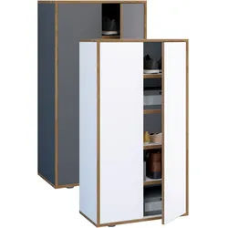 VCM Holz-Schuhschrank Maße: B. 60 x H. 110 x T. 33 cm Allzweckschrank 5 Fächer 2 Drehtüren - Salia Breite 60 cm