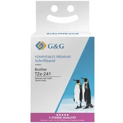 G&G Schriftband »ersetzt Brother TZe-241« 18 mm x 8 m s/w schwarz, 1.8 cm