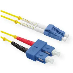 ROLINE LWL-Kabel Duplex, Single Mode 9/125μm OS2, LC/SC Glasfaserkabel, (50.0 cm), LSOH gelb