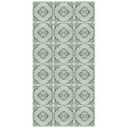 Bilderdepot24 Teppich Teppich Vinyl Flur Küche Fliesen Muster funktional lang modern, Läufer - grün glatt, nass wischbar (Schmutz, Tierhaare) Saugroboter & Bodenheizung geeignet grün 80 cm x 160 cm