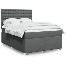 vidaXL Boxspringbett, Boxspringbett mit Matratze Dunkelgrau 140x190 cm Stoff