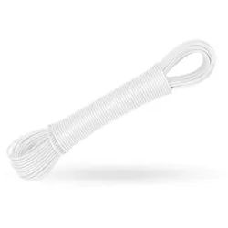 Bestlivings Wand-Wäscheleine 06827 Wäschetrockner, Wäscheschnur Trockner Wäscheaufhänger Campingtrockner 2x20m weiß