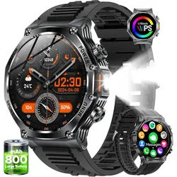 SUNKTA EF15-F Smartwatch (4,5 cm, android ios), SMARTWATCH FÜR HERREN MIT 1,75 ZOLL DISPLAY UND ROBUSTEM GEHÄUSE schwarz