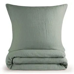 Blumtal Bettwäsche Musselin, 100% Baumwolle, 155/220 cm & 80/80 cm, Grün , Hellgrün , Textil , 155x220 cm , Heimtextilien, Bettwäsche & Leintücher, Bettwäsche
