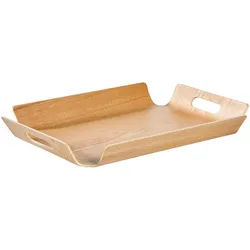 Novel Tablett , Naturfarben , Holz , Weide , Sperrholz , Holz , rechteckig , 28.5x39.5 cm , Geschirr, Tischkultur & Serviergeschirr, Tabletts