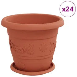 vidaXL Blumentopf Blumentöpfe 24 pcs Ziegelrot Ø 26 x 21,5 cm Kunststoff (24 St) rot