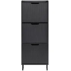 SoBuy Schuhschrank mit 3 Türen Schwarz 50,5x19x129,5cm Modern