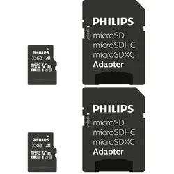 Philips Micro SDHC Karte 32GB Speicherkarte UHS-I U1 Class 10 2er Pack Speicherkarte