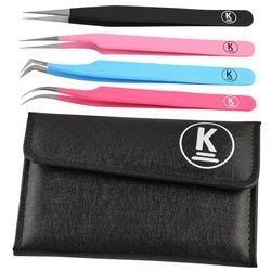 K-Pro Pinzetten Set für Wimpernverlängerung Pinzette 4 St schwarz