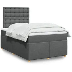 vidaXL Boxspringbett, Boxspringbett mit Matratze Dunkelgrau 120x200 cm Stoff