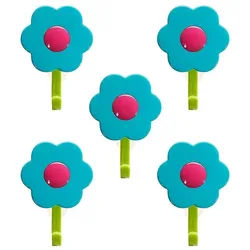Kochblume Wandhaken Blumenhaken S, (Spar-Set, 5-St), Tragkraft bis zu 3,5 kg blau