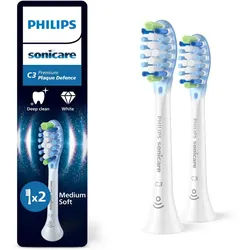 Philips Sonicare Aufsteckbürsten C3 Premium Plaque Defence, für extra gründliche Plaque-Entfernung, für jedes Sonicare Handstück weiß