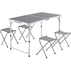Campingsitzgruppe 5-tlg Grau Alu klappbar