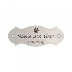 Tierschild aus Edelstahl (120 x 45 mm)