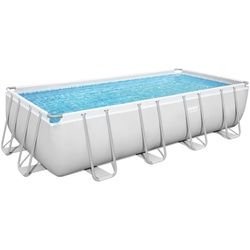 Bestway® Power SteelTM Frame Pool Komplett-Set mit Sandfilteranlage 488 x 244 x 122 cm, lichtgrau, eckig