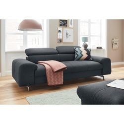 Polstergarnitur »Mailand«, Set: bestehend aus 3-Sitzer und Hocker, Sofa mit Kopfteilverstellung, schwarz, 51996728-0