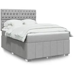 vidaXL Boxspringbett, Boxspringbett mit Matratze Hellgrau 140x200 cm Stoff